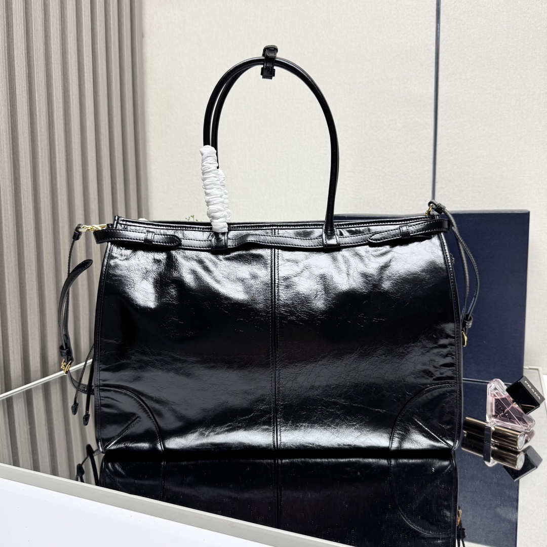 Prada 1BA439 Prada Bonnie extra large leather handbag black - Default Title - View 2