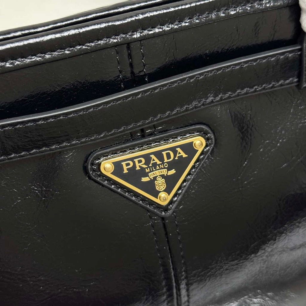 Prada 1BA439 Prada Bonnie extra large leather handbag black