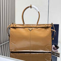 Prada 1BA439 Prada Bonnie extra large leather handbag Brown