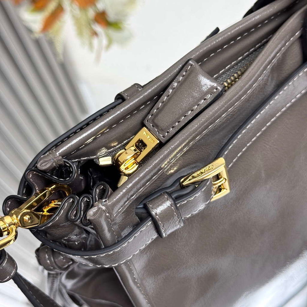 Prada 1BA439 Prada Bonnie extra large leather handbag Gray