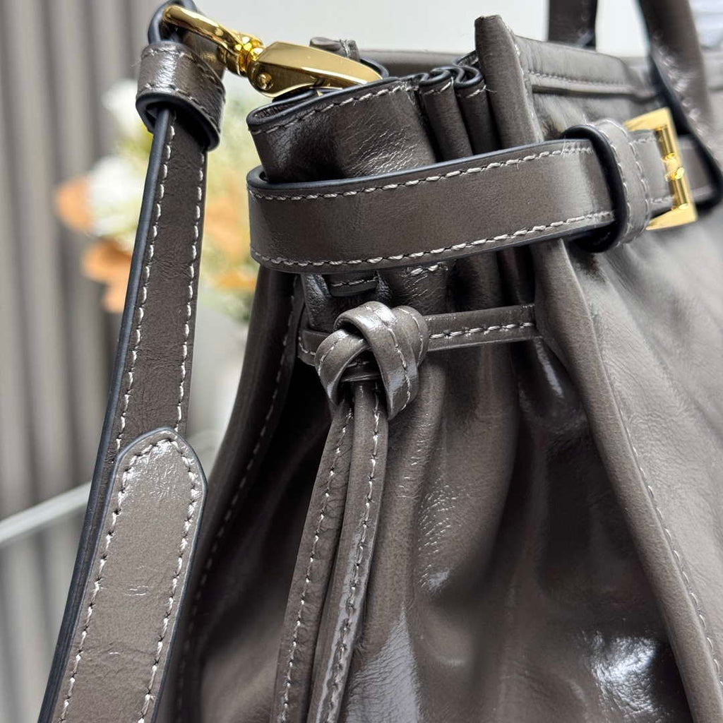 Prada 1BA439 Prada Bonnie extra large leather handbag Gray
