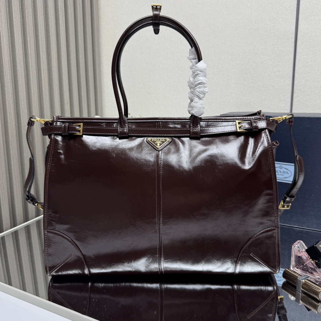 Prada 1BA439 Prada Bonnie extra large leather handbag Wine Red - Default Title - View 1