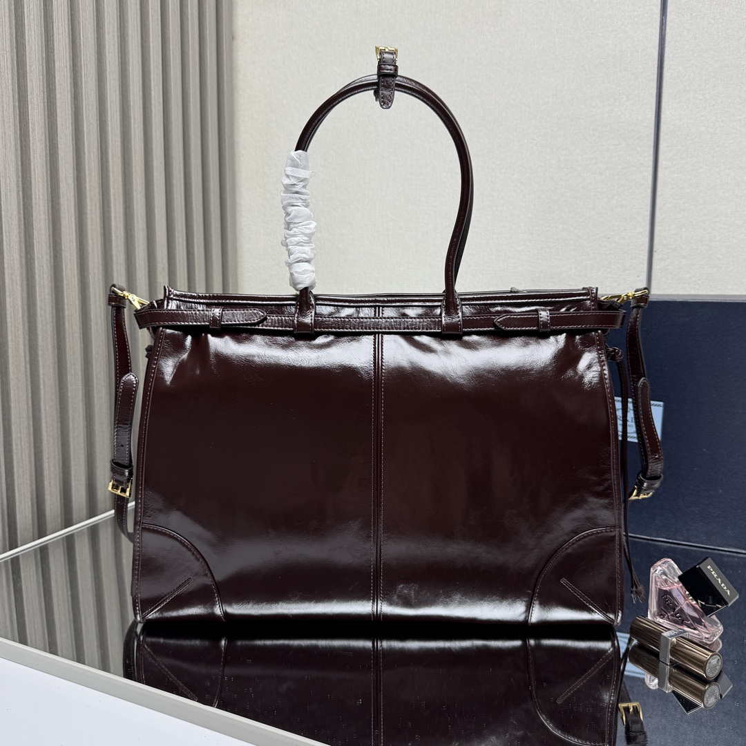 Prada 1BA439 Prada Bonnie extra large leather handbag Wine Red - Default Title - View 2
