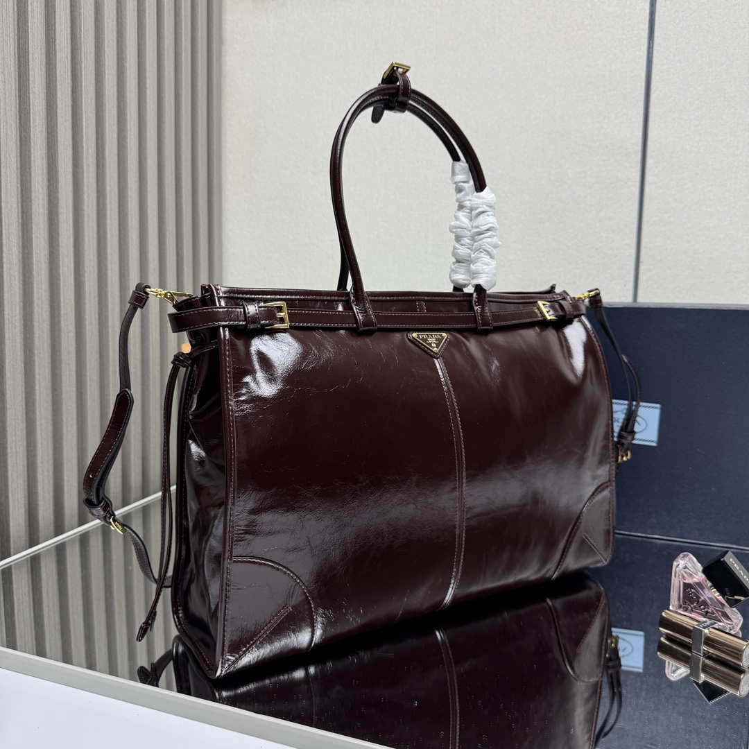Prada 1BA439 Prada Bonnie extra large leather handbag Wine Red - Default Title - View 3