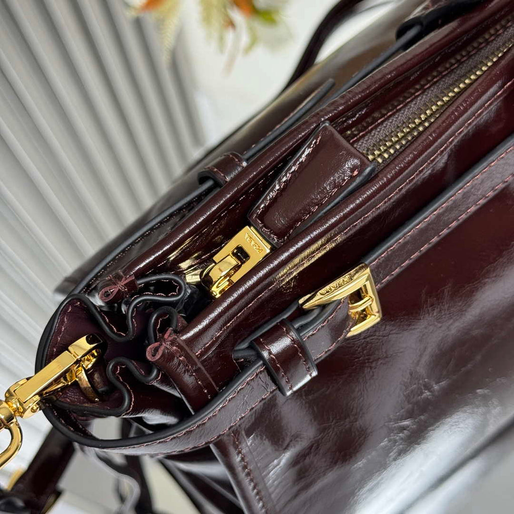 Prada 1BA439 Prada Bonnie extra large leather handbag Wine Red