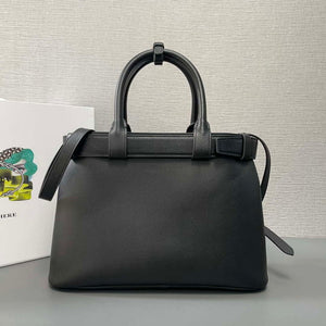 Prada 1BA434 Black Prada Buckle Medium Leather Handbag With Belt - Default Title - View 2