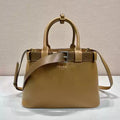 Prada 1BA434 Caramel Prada Buckle Medium Leather Handbag With Belt - Default Title - View 1