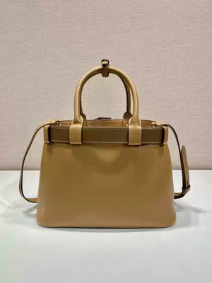 Prada 1BA434 Caramel Prada Buckle Medium Leather Handbag With Belt - Default Title - View 4