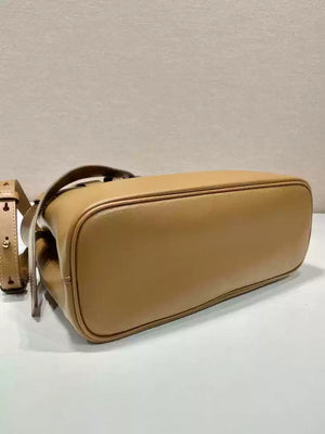 Prada 1BA434 Caramel Prada Buckle Medium Leather Handbag With Belt - Default Title - View 6