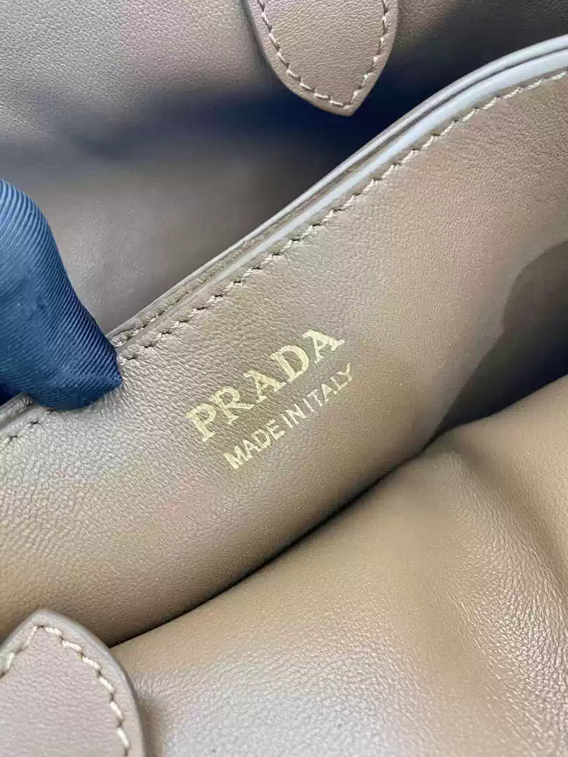 Prada 1BA434 Caramel Prada Buckle Medium Suede Handbag With Belt