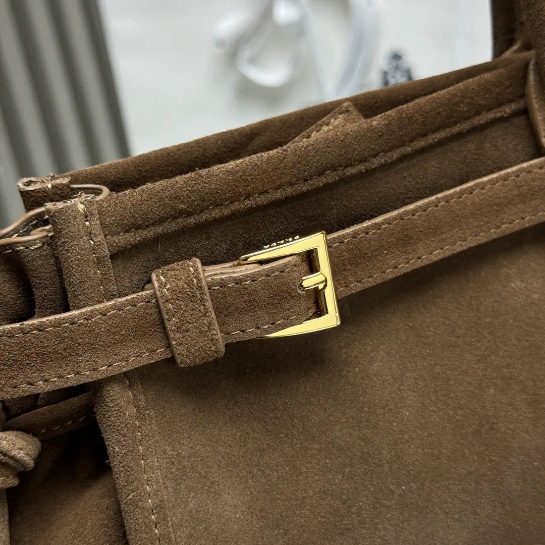 Prada 1BA439 Prada Bonnie extra large Suede leather handbag Brown