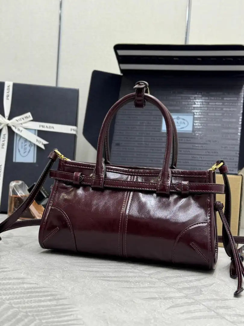 Prada 1BA486 Bonnie leather mini handbag Wine red