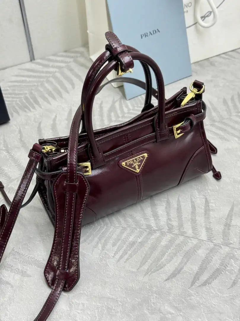 Prada 1BA486 Bonnie leather mini handbag Wine red