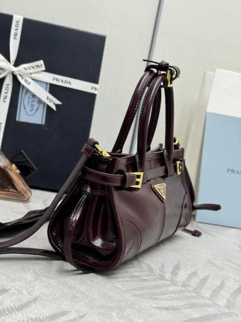 Prada 1BA486 Bonnie leather mini handbag Wine red