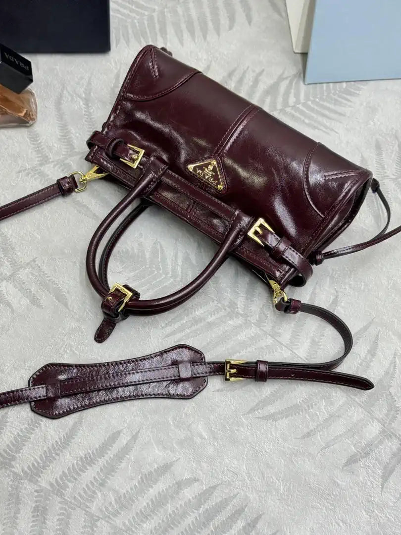 Prada 1BA486 Bonnie leather mini handbag Wine red