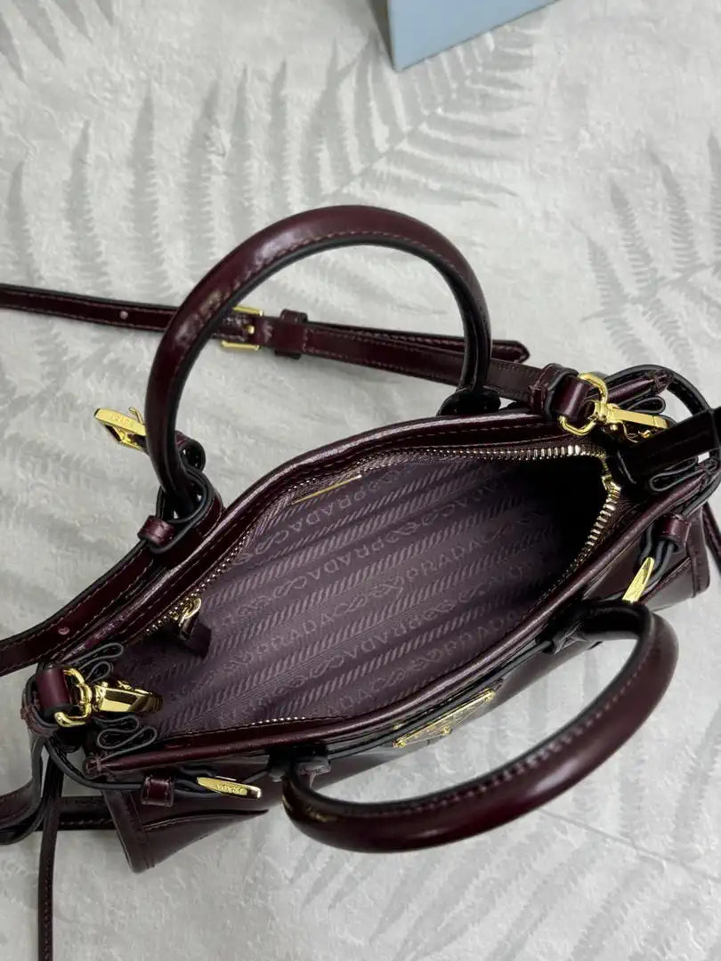 Prada 1BA486 Bonnie leather mini handbag Wine red