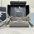 Prada 1BA486 Bonnie leather mini handbag Gray