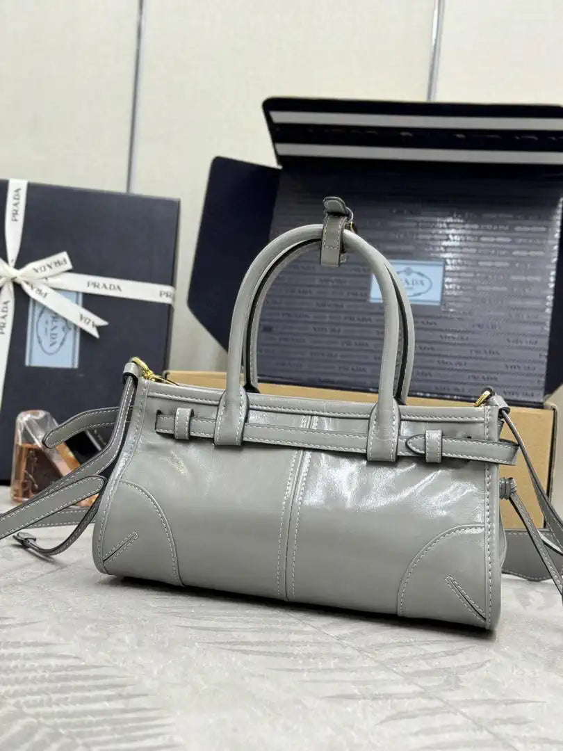 Prada 1BA486 Bonnie leather mini handbag Gray