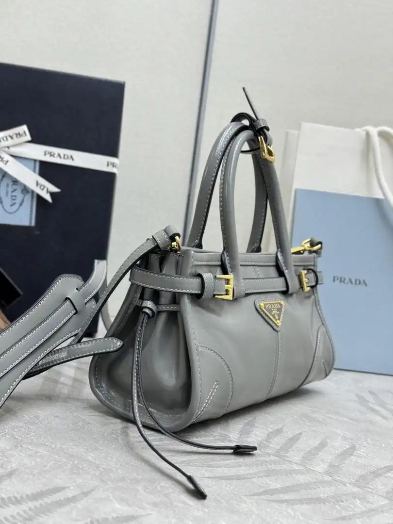 Prada 1BA486 Bonnie leather mini handbag Gray