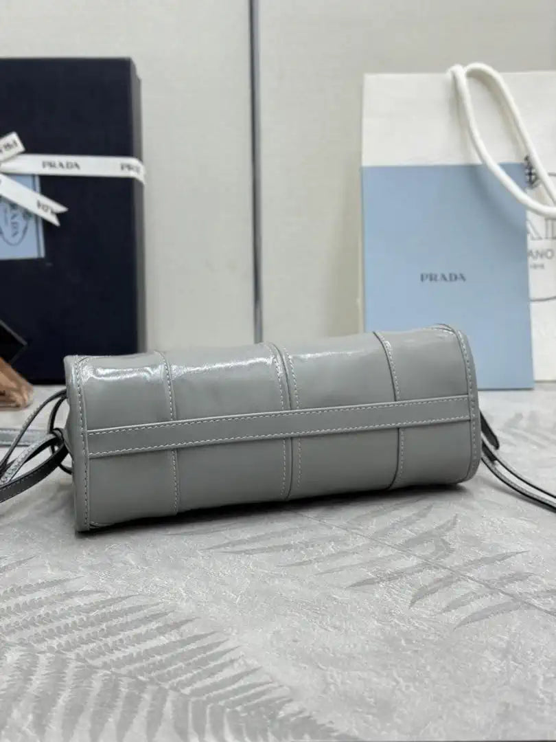 Prada 1BA486 Bonnie leather mini handbag Gray