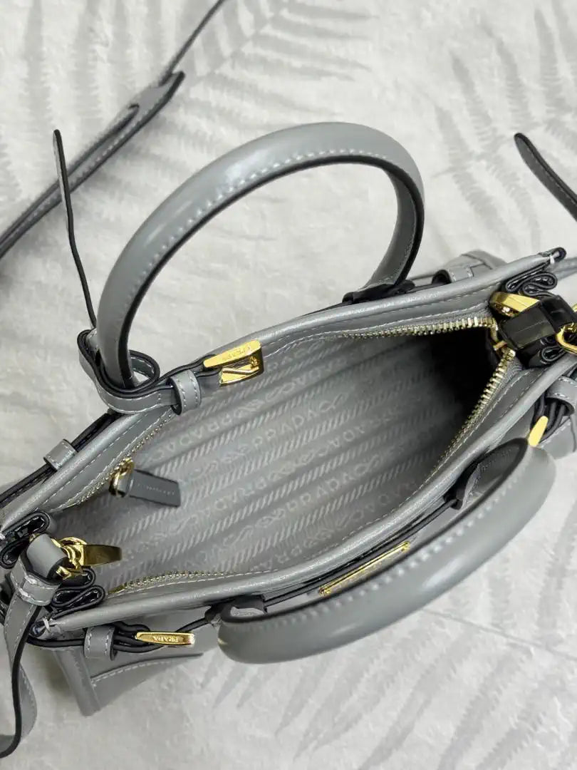 Prada 1BA486 Bonnie leather mini handbag Gray
