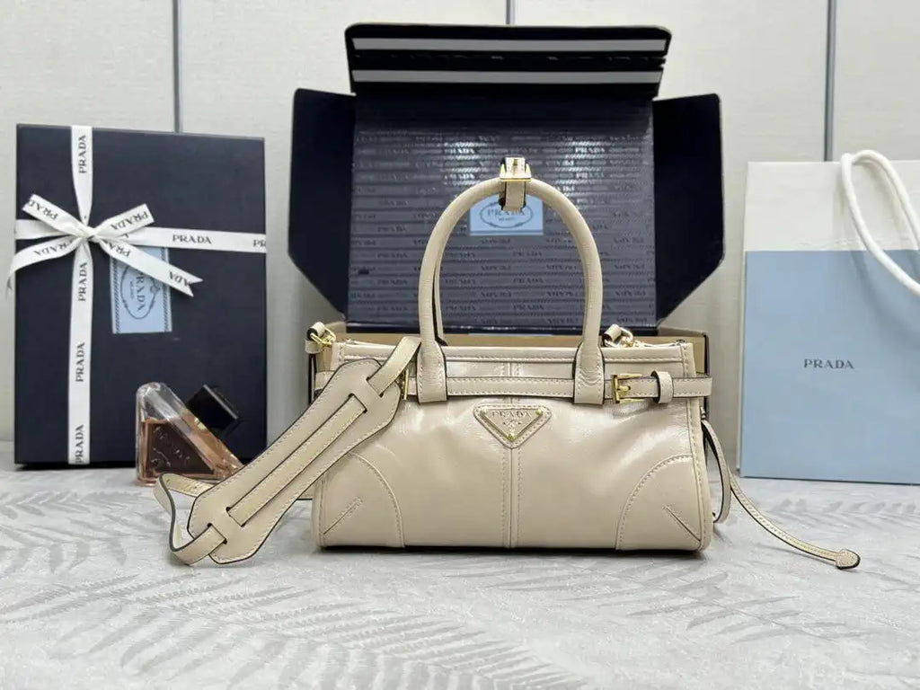 Prada 1BA486 Bonnie leather mini handbag Beige