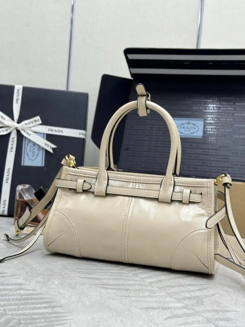 Prada 1BA486 Bonnie leather mini handbag Beige