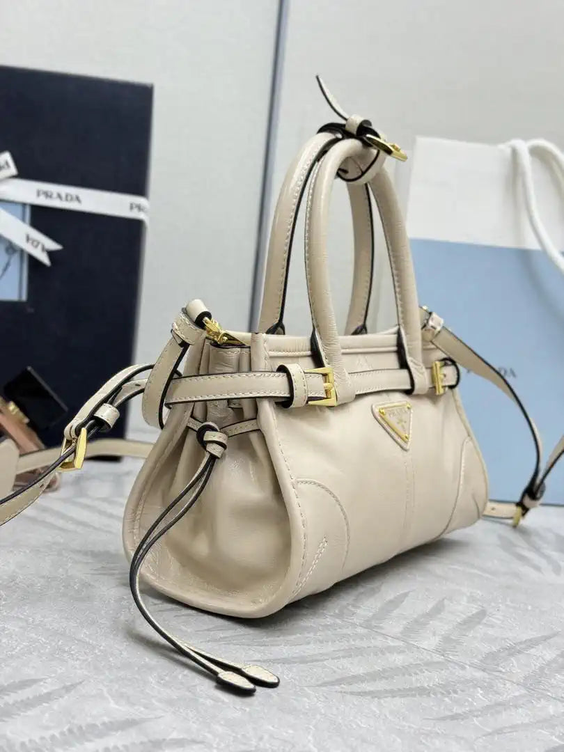 Prada 1BA486 Bonnie leather mini handbag Beige