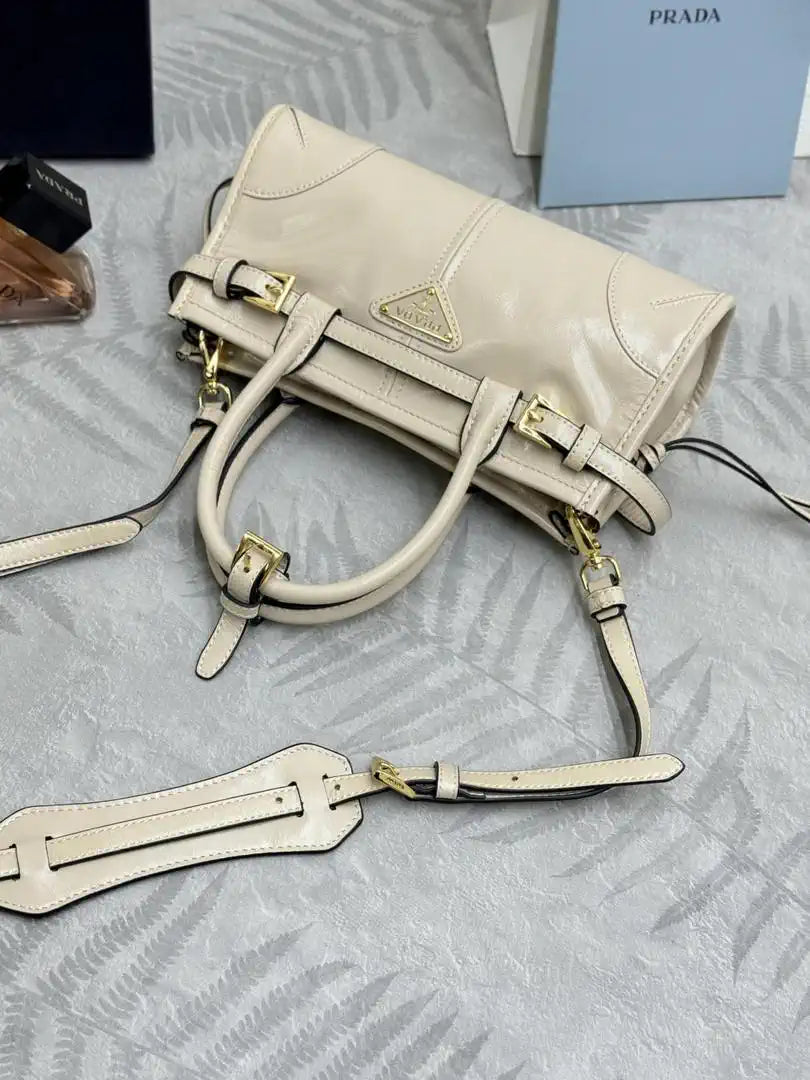 Prada 1BA486 Bonnie leather mini handbag Beige