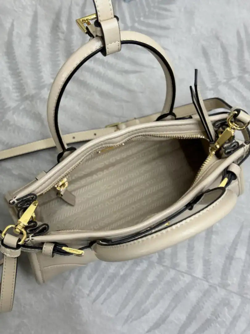 Prada 1BA486 Bonnie leather mini handbag Beige