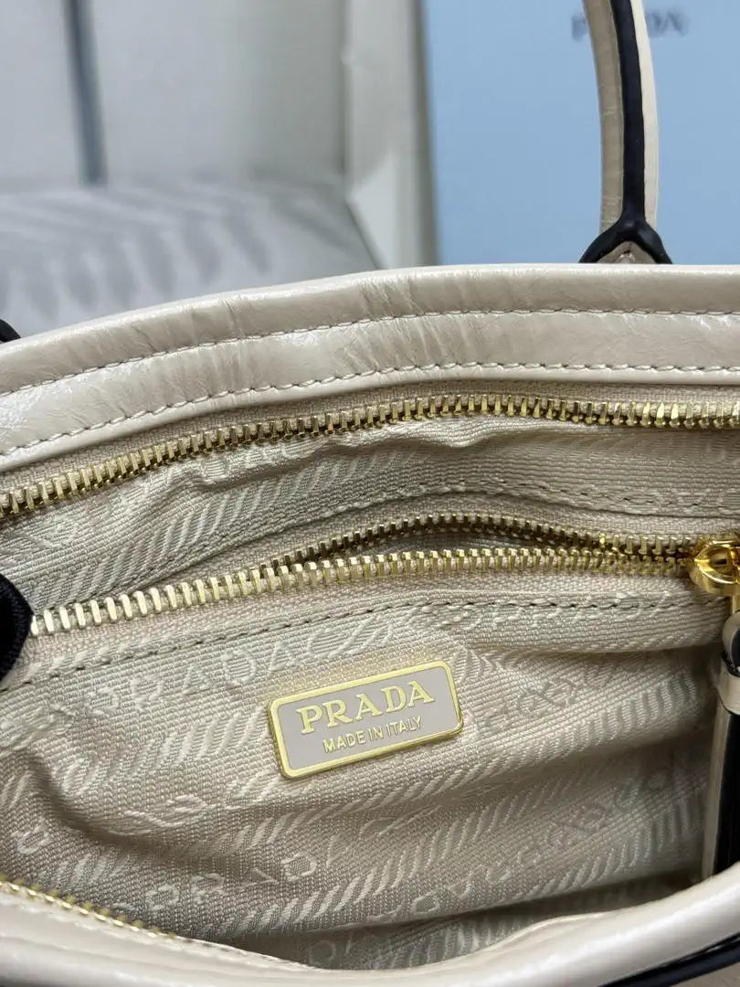 Prada 1BA486 Bonnie leather mini handbag Beige