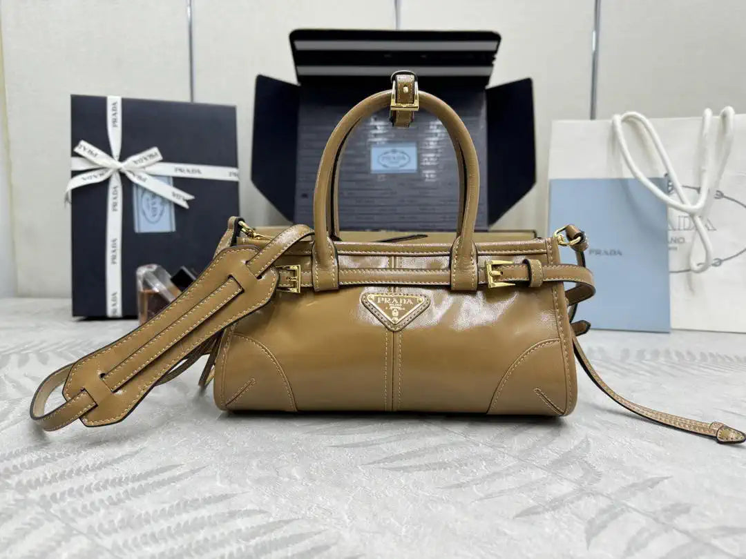 Prada 1BA486 Bonnie leather mini handbag Apricot