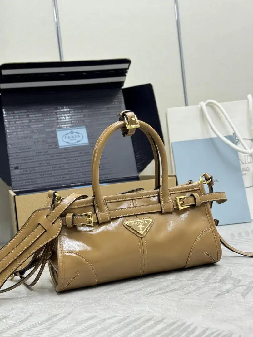 Prada 1BA486 Bonnie leather mini handbag Apricot