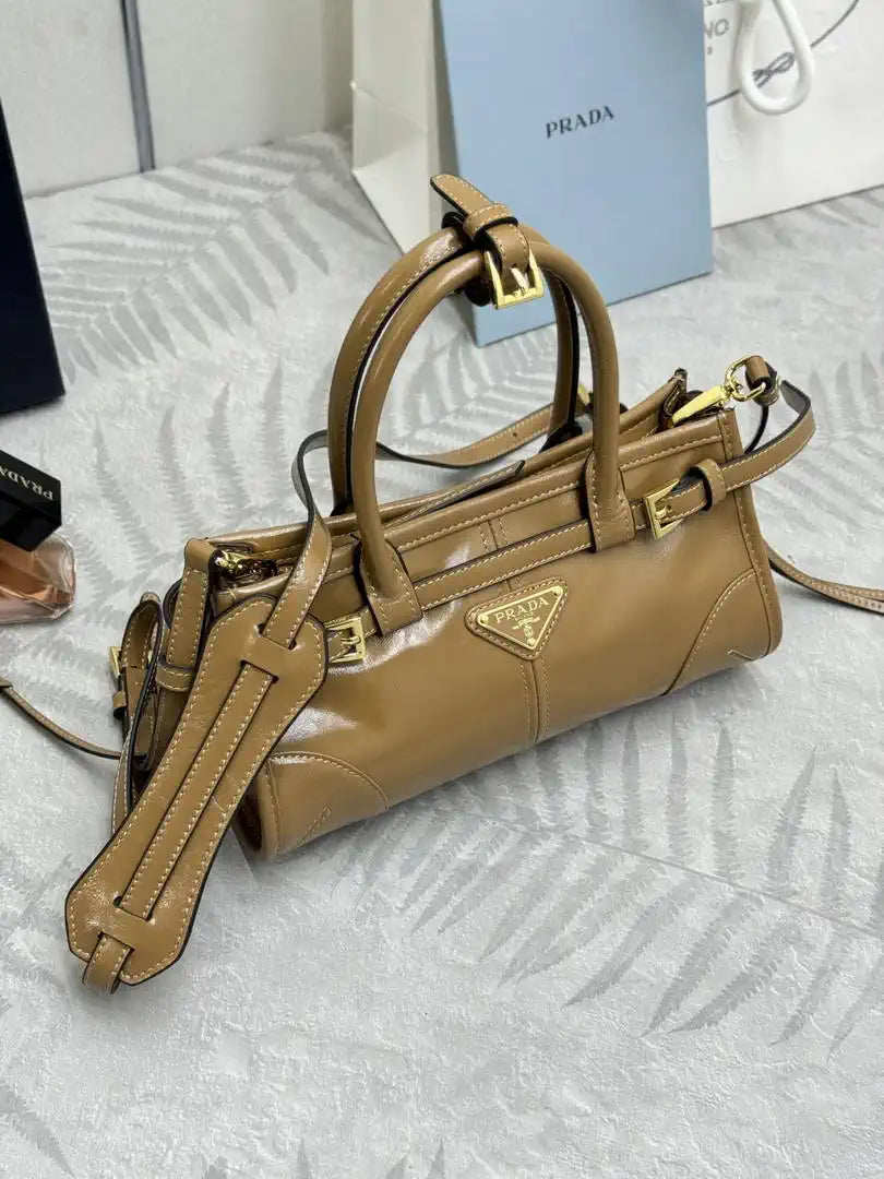 Prada 1BA486 Bonnie leather mini handbag Apricot