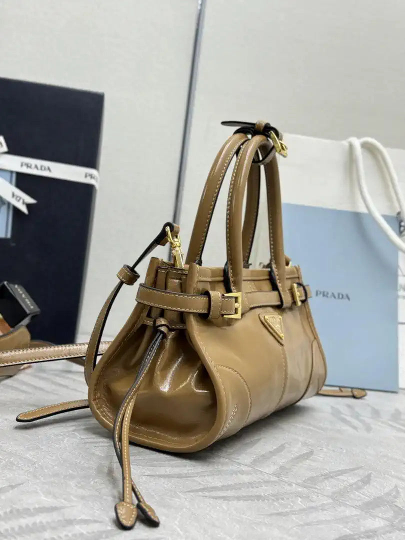 Prada 1BA486 Bonnie leather mini handbag Apricot
