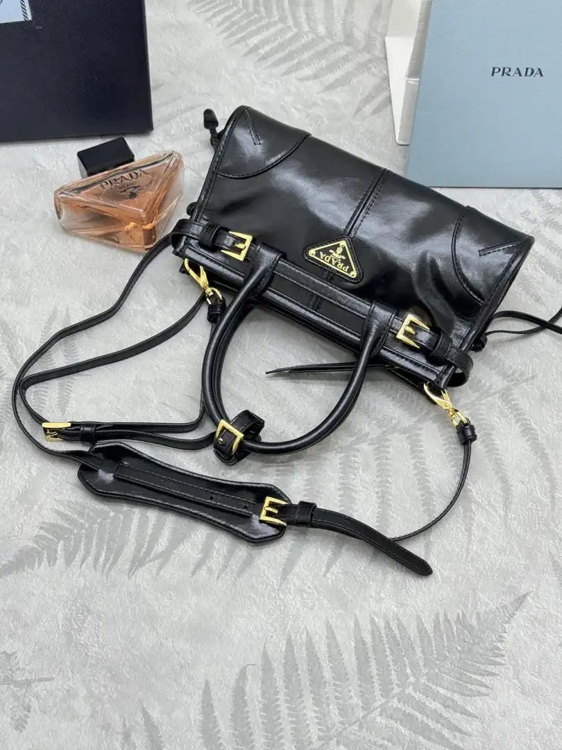 Prada 1BA486 Bonnie leather mini handbag Black