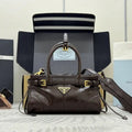 Prada 1BA486 Bonnie leather mini handbag Dark Brown