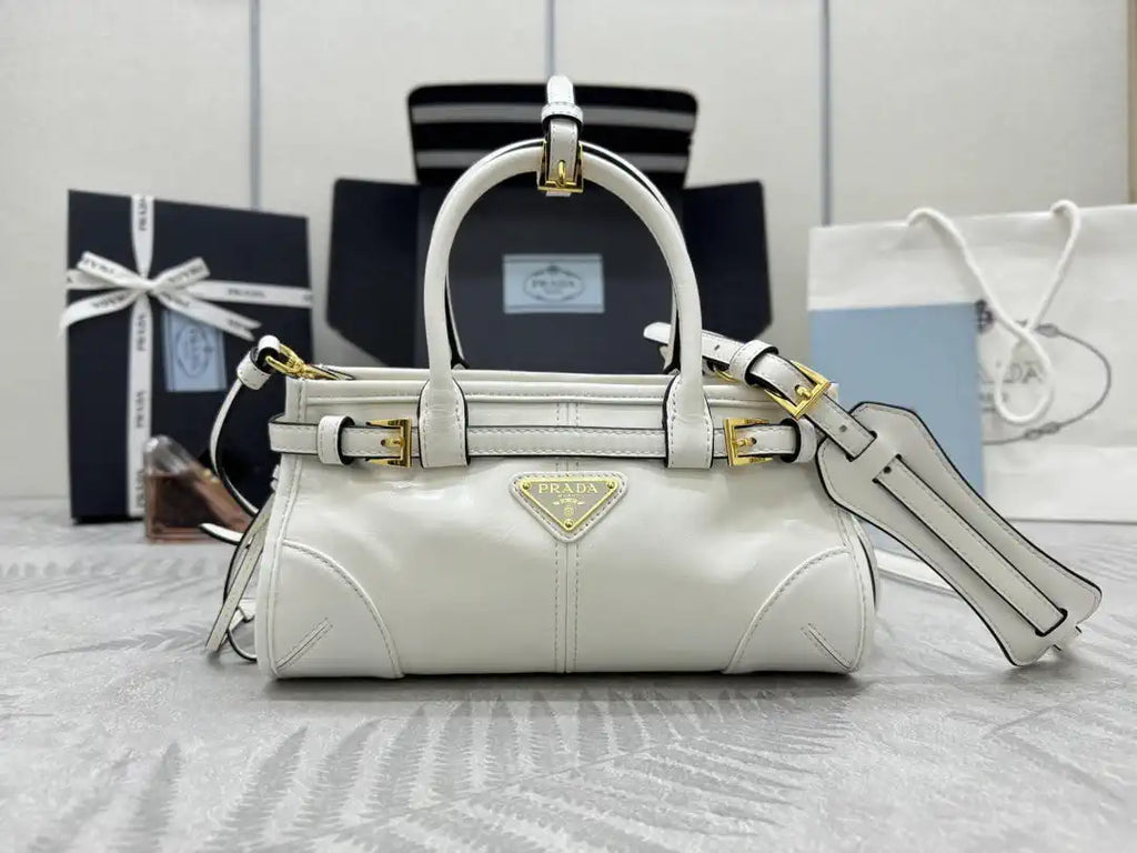 Prada 1BA486 Bonnie leather mini handbag White