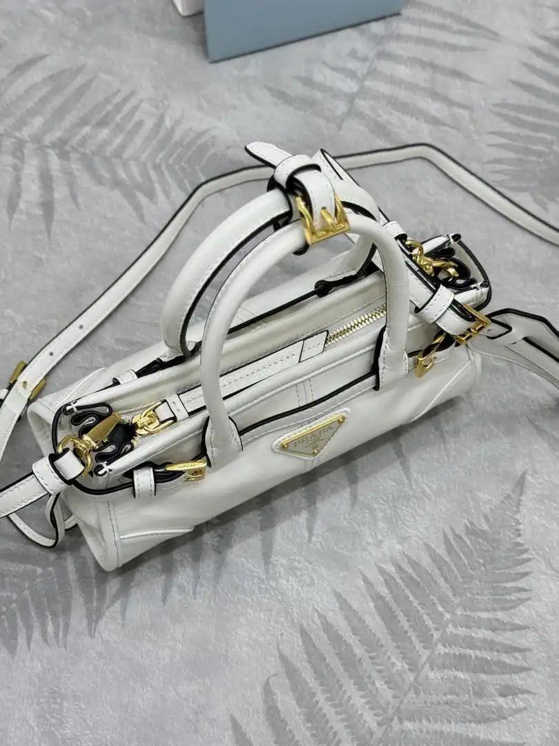 Prada 1BA486 Bonnie leather mini handbag White