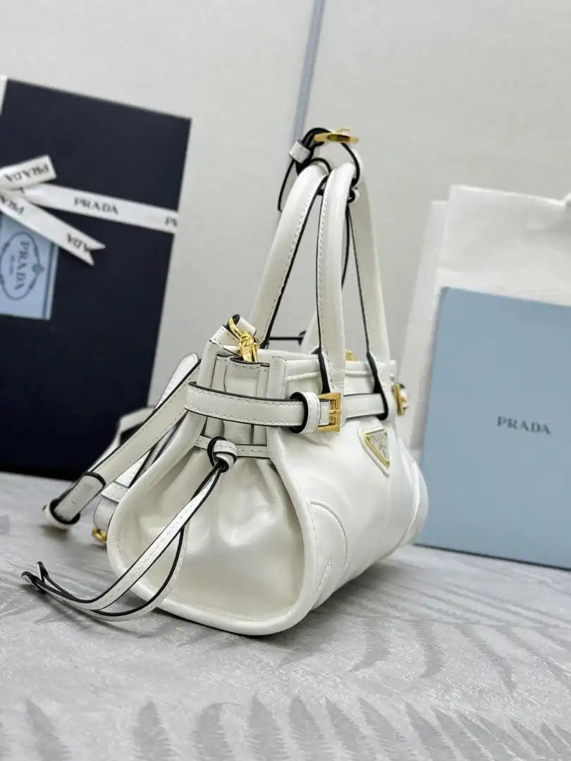 Prada 1BA486 Bonnie leather mini handbag White
