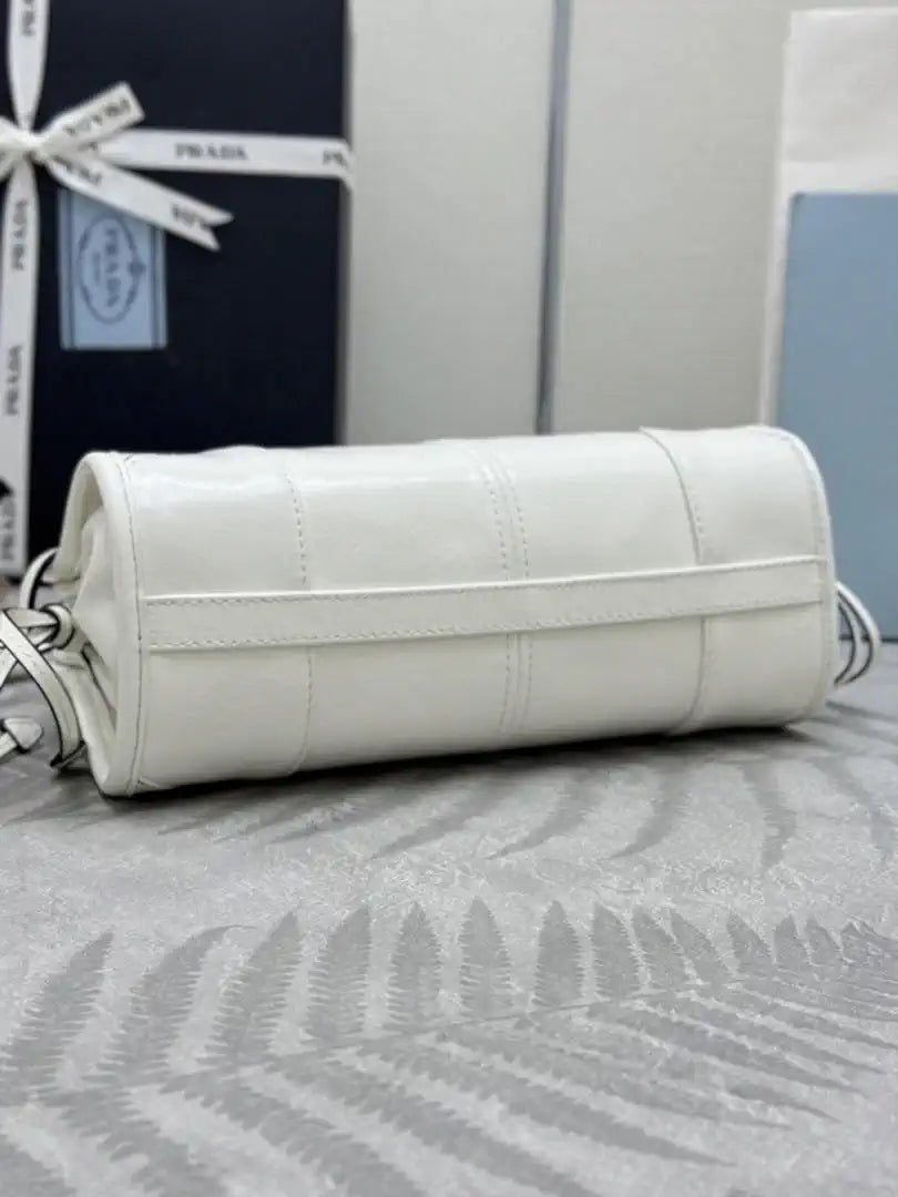 Prada 1BA486 Bonnie leather mini handbag White