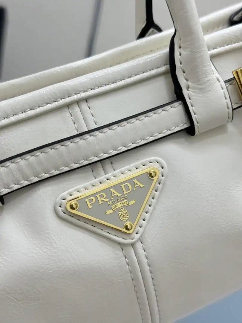 Prada 1BA486 Bonnie leather mini handbag White
