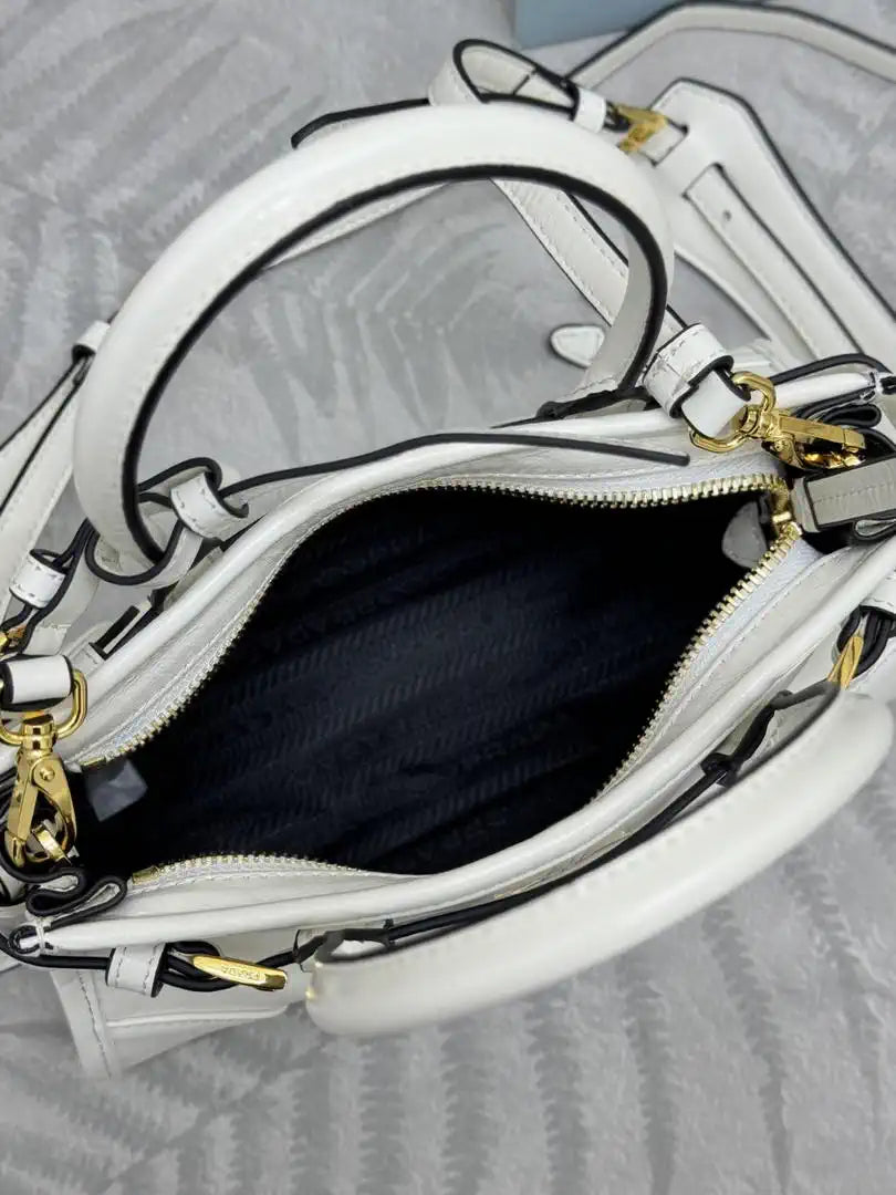 Prada 1BA486 Bonnie leather mini handbag White