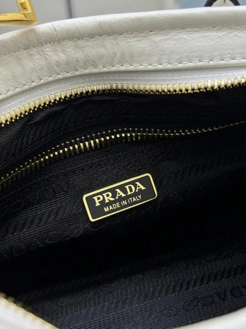 Prada 1BA486 Bonnie leather mini handbag White