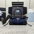Prada 1BA486 Bonnie  Denim Blue mini handbag Canvas Black