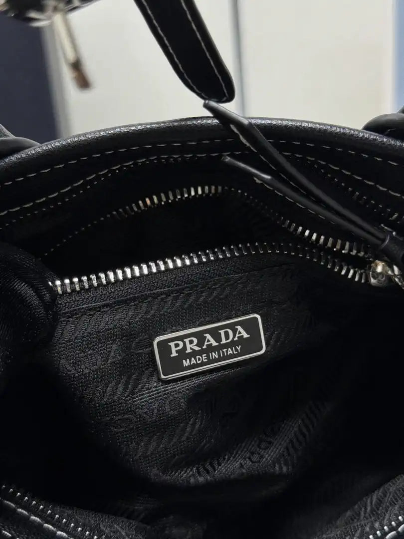 Prada 1BA486 Bonnie  Denim Blue mini handbag Canvas Black