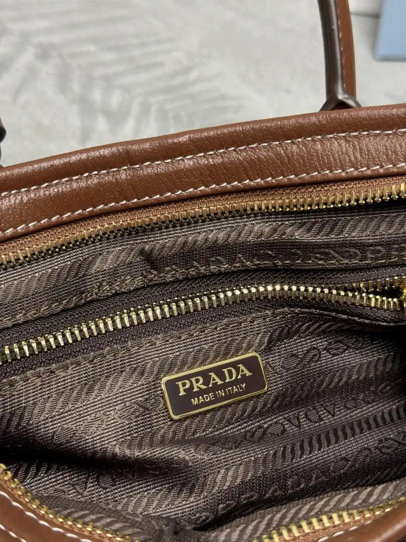 Prada 1BA486 Bonnie  Denim Blue mini handbag Canvas Brown