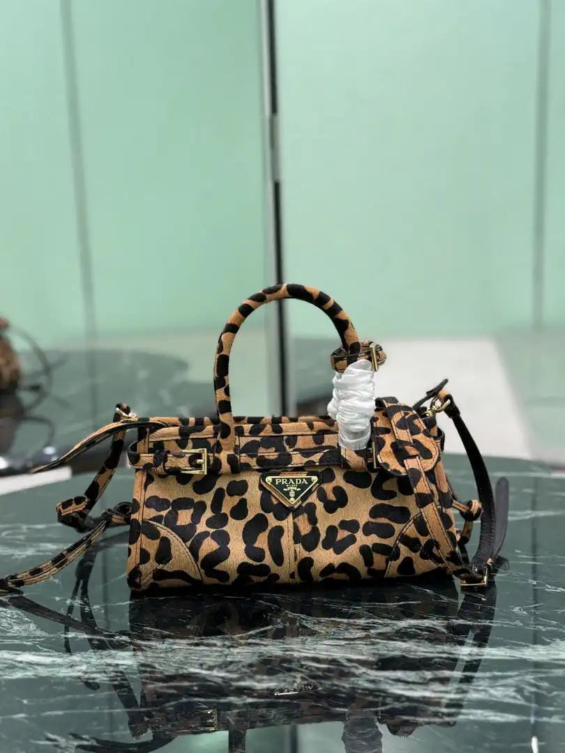 Prada 1BA486 Bonnie printed  leather mini handbag Leopard