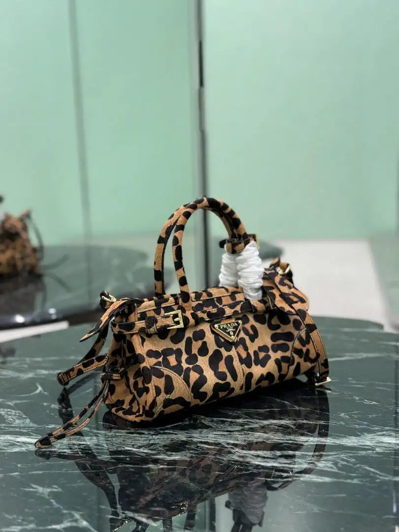 Prada 1BA486 Bonnie printed  leather mini handbag Leopard