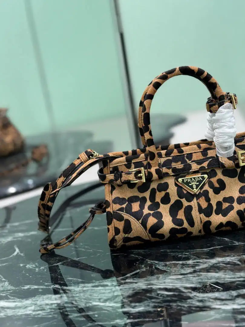 Prada 1BA486 Bonnie printed  leather mini handbag Leopard